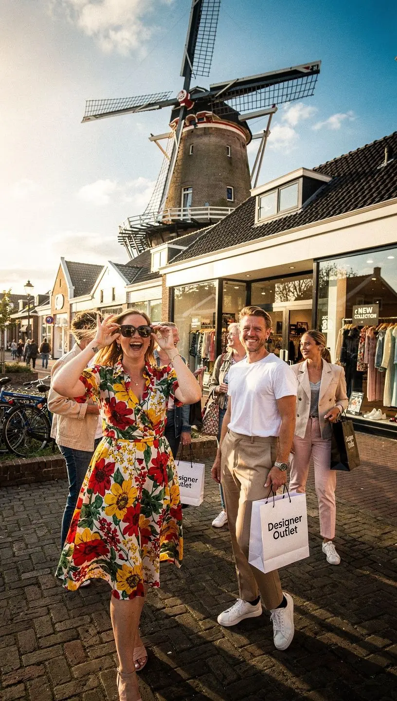 Een stijlvolle winkelstraat in een modieus district vol designerwinkels.
